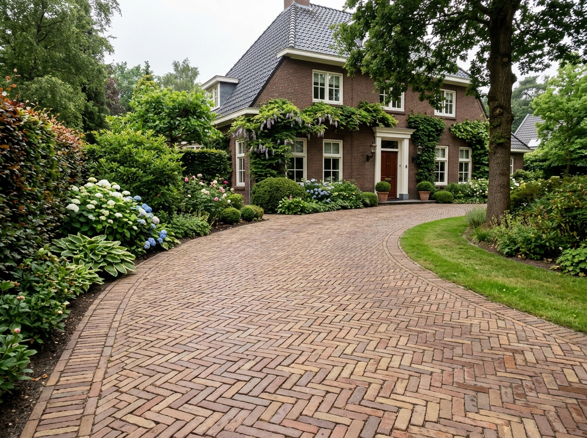Oprit in gebakken klinkers