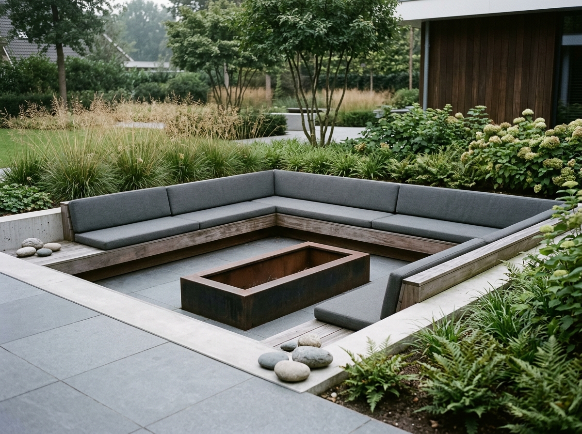 Luxe loungeterras met keramiek — Overzicht loungeterras