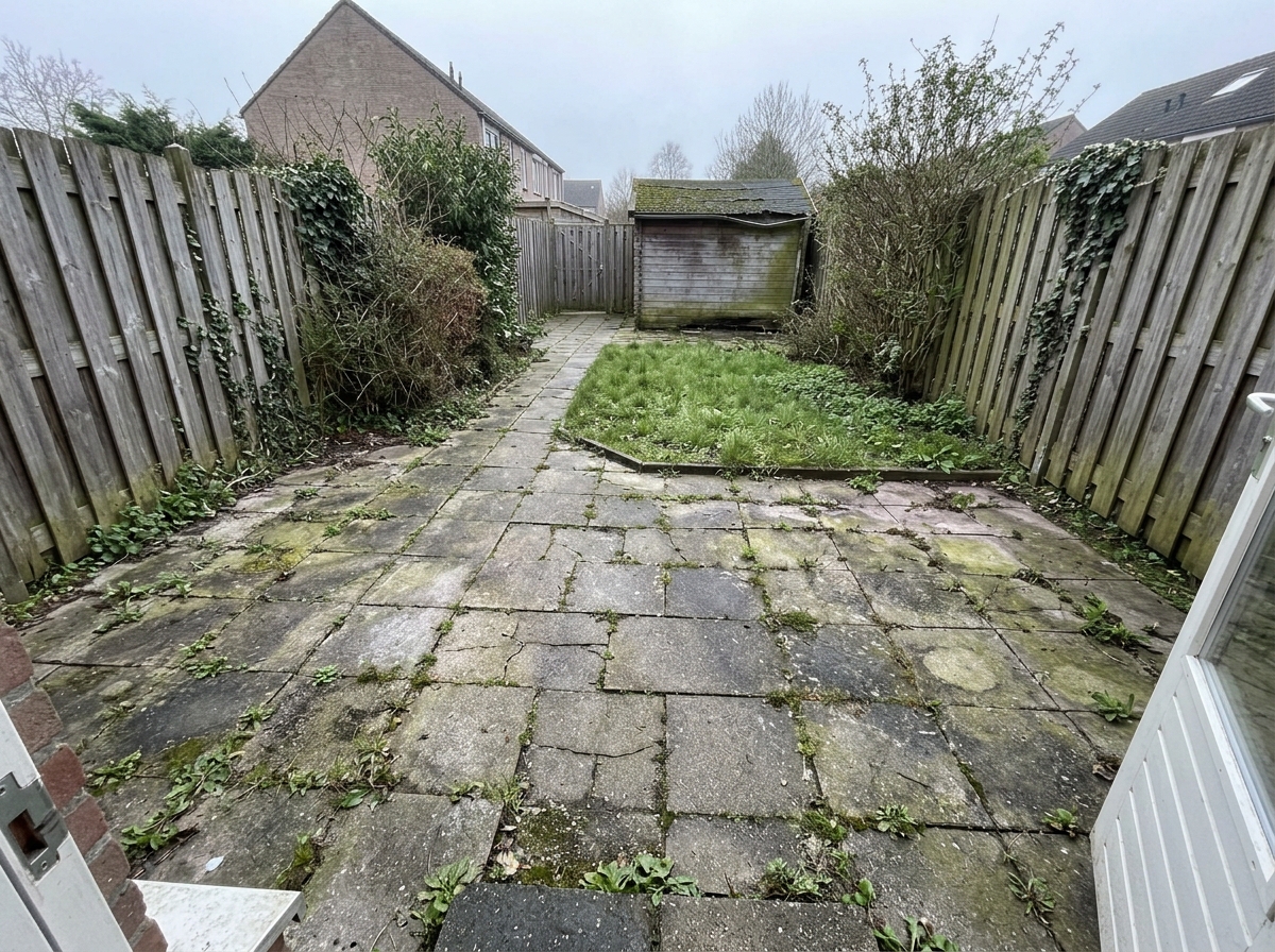 Achtertuin voor de renovatie
